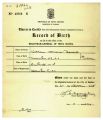 Birth Certificate of William Donald Peacock,
Born in Amherst, Nova Scotia